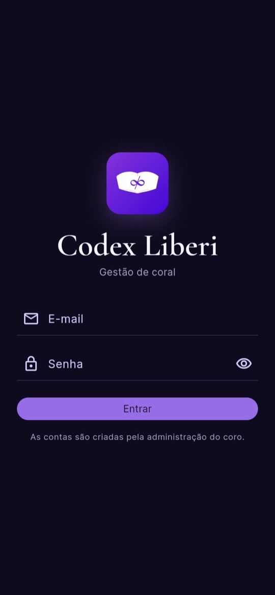 Tela de login do Codex Liberi