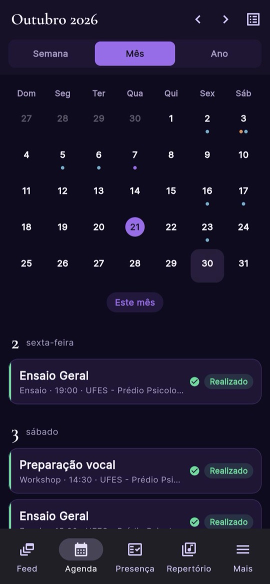 Dia selecionado no calendário