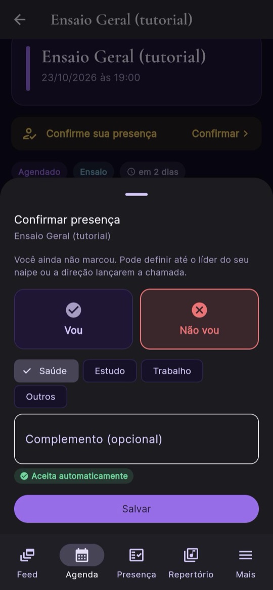 Justificativa Saúde com complemento